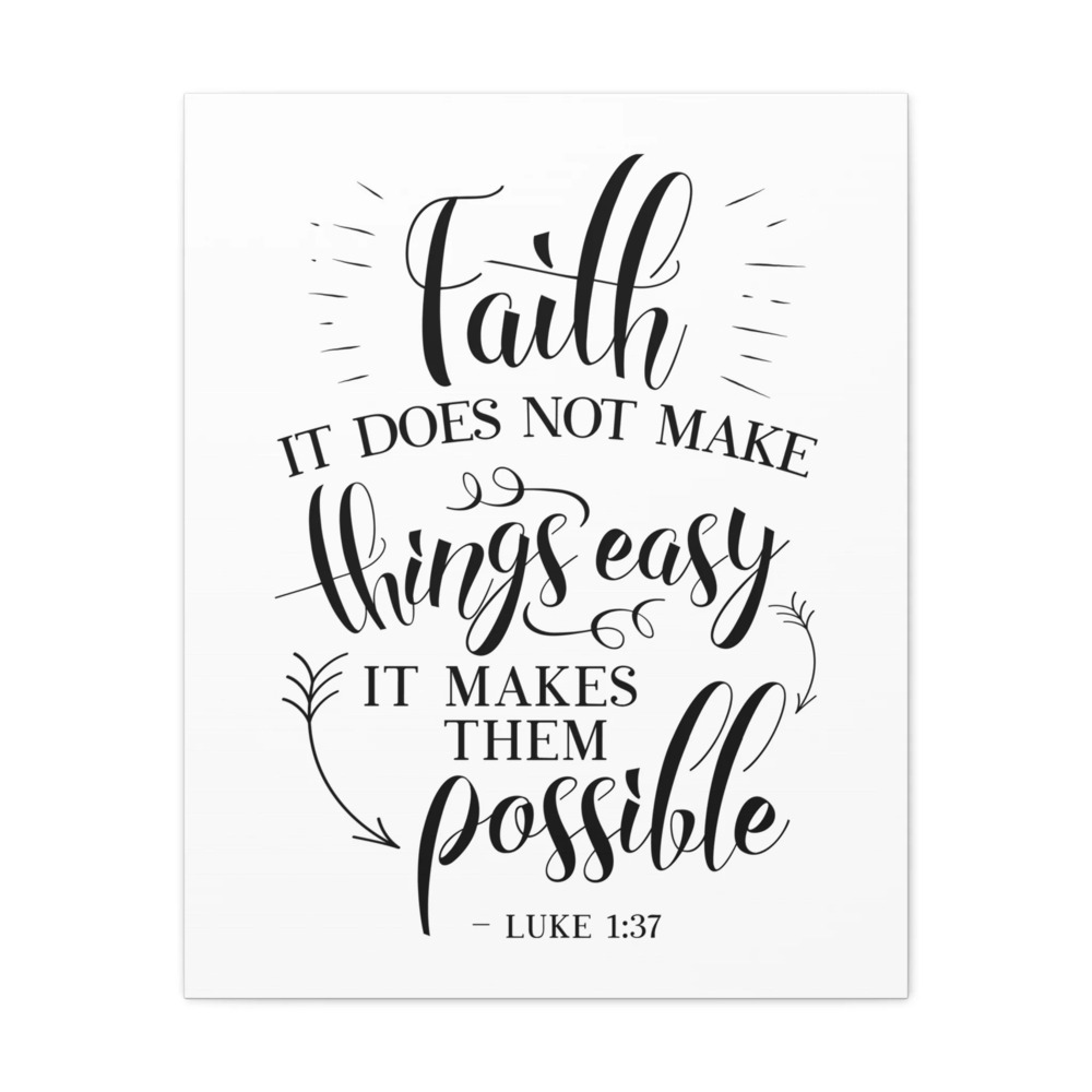 Scripture Canvas Makes Them Possible Luke 1:37 Christian Wall Art Ready to Hang